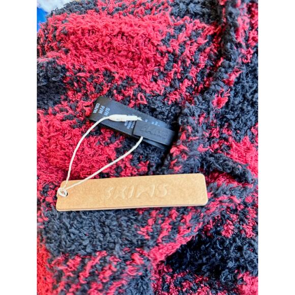 Skims Robe Sz S/M Unisex Belted Long Cabincore Brick Buffalo Check Red Black NWT - Picture 7 of 9